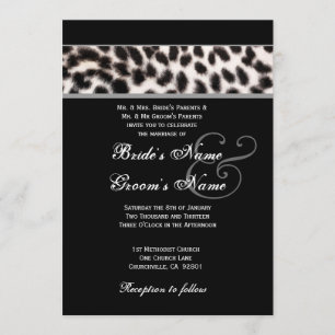 Invitation Guépard noir et blanc épousant le papier