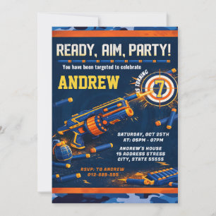 Invitation Guerre de fléchettes Nerf personnalisée pour enfan