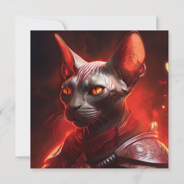 Invitation Guerrière Chat Sphinx D'une Autre Galaxie (Devant)