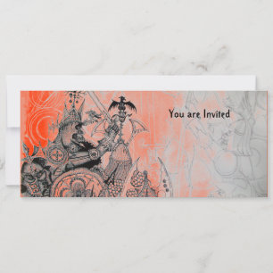 Invitation GUERRIÈRES GOTHIQUES, noir, blanc et rouge