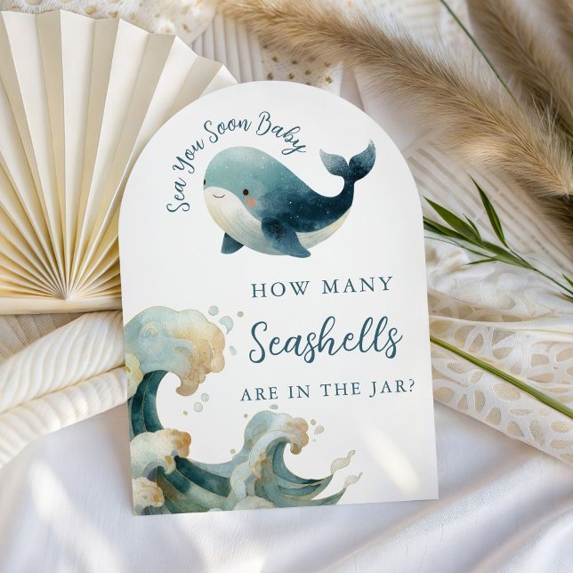 Invitation Guess How Many Sea You Soon Baby Shower Game Card (Créateur téléchargé)