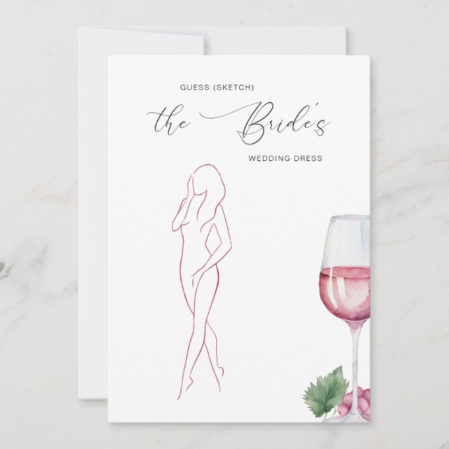 Invitation Guess The Dress Vino before Vows Bridal Game (Devant)