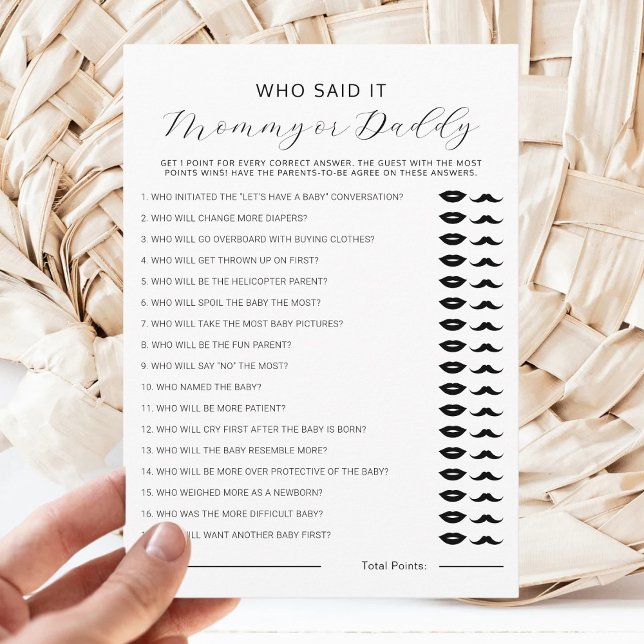 Invitation Guess Who Said It Mommy or Daddy Baby Shower Game (Créateur téléchargé)