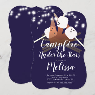 Invitation Guimauves de feu de camp étoiles camping fête en p