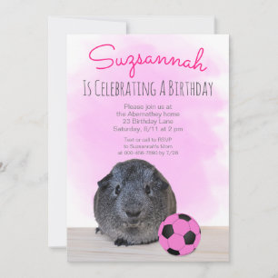 Invitation Guinéen Fille de Cochon Rose balle de soccer Custo