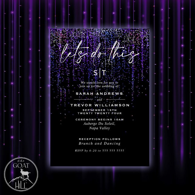 Invitation Guirlande à paillettes violettes Edgy Chic (Créateur téléchargé)