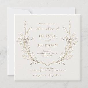 Invitation Guirlande botanique simple d'or mariage rustique i