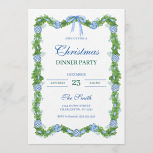 Invitation Guirlande de chinoiserie bleue et blanche Grandmil