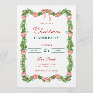 Invitation Guirlande de chinoiserie rouge et blanc Grandmille