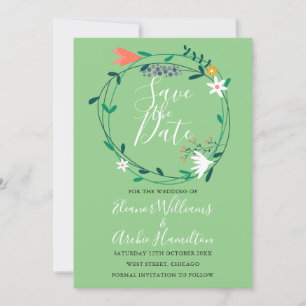 Invitation Guirlande de feuillage floral moderne pour annonce