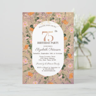 Invitation Guirlande de fleurs sauvages orange pour 75e anniv