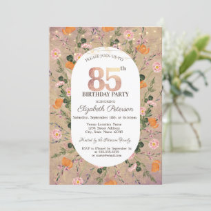 Invitation Guirlande de fleurs sauvages orange pour 85e anniv