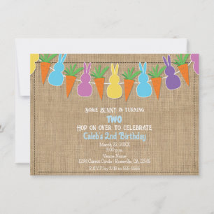 Invitation Guirlande de lapins de Pâques colorés pour anniver