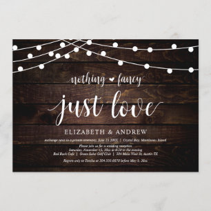 Invitation Guirlande de lumières de ferme, bois, mariage fugu