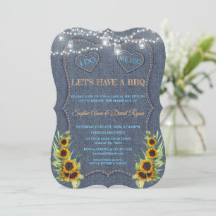 Invitation Guirlande de lumières en denim avec tournesols rom