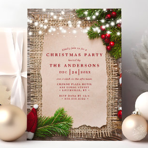 Invitation Guirlande de lumières en toile de jute et pin pour