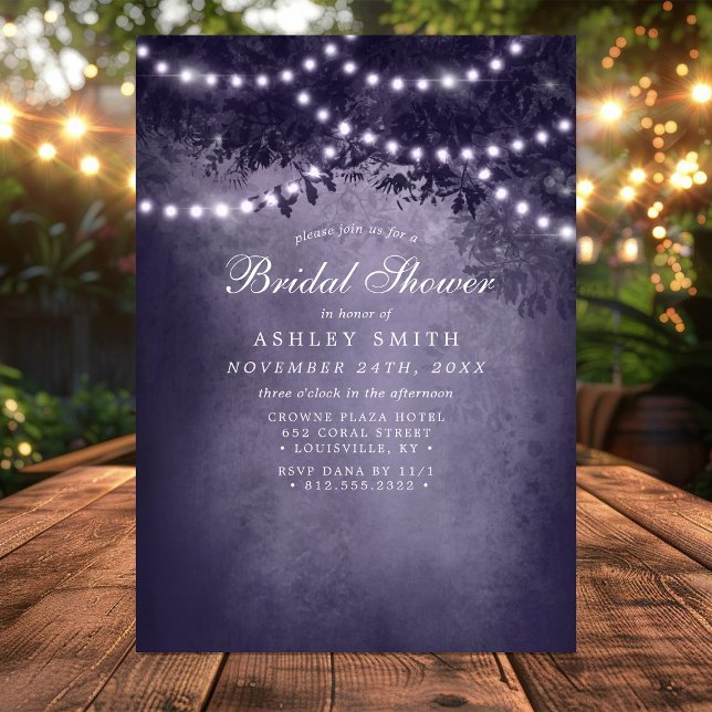 Invitation Guirlande de lumières violette pour arbre rustique (Créateur téléchargé)