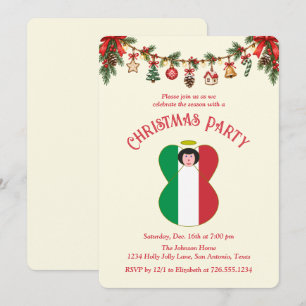 Invitation Guirlande de Noël ange italien Fête de Noël