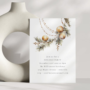 Invitation Guirlande de Noël dorée festive Fête de Noël