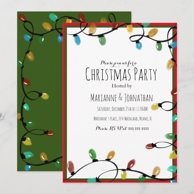 Invitation Guirlande de Noël Fête de Fêtes de Fin d'Année (Devant / Derrière)