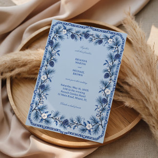 Invitation Guirlande de pin saphir sur ciel