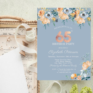 Invitation Guirlande de Roses Lumineuses Bleu Poussiéreux 65e