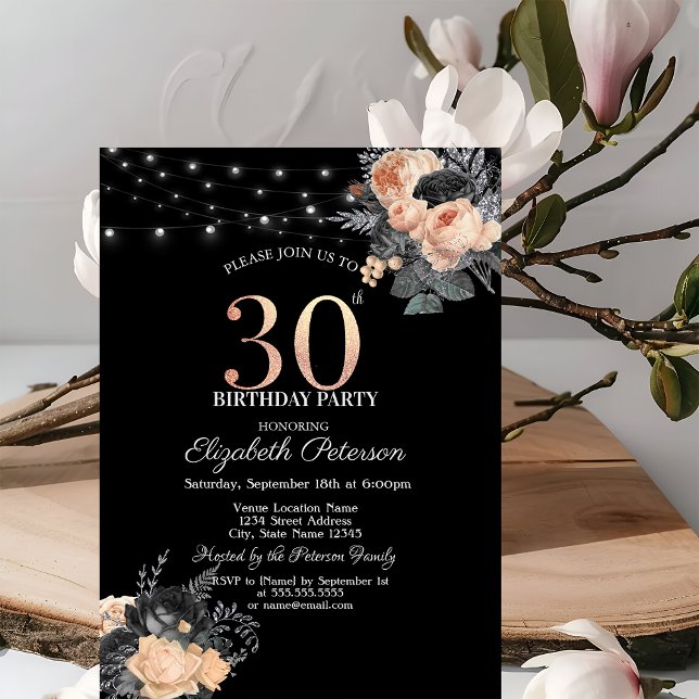 Invitation Guirlande de Roses Orange Lumineuse Anniversaire 3 (Créateur téléchargé)