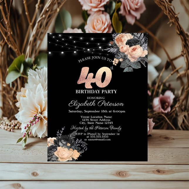 Invitation Guirlande de roses oranges pour 40e anniversaire n (Créateur téléchargé)