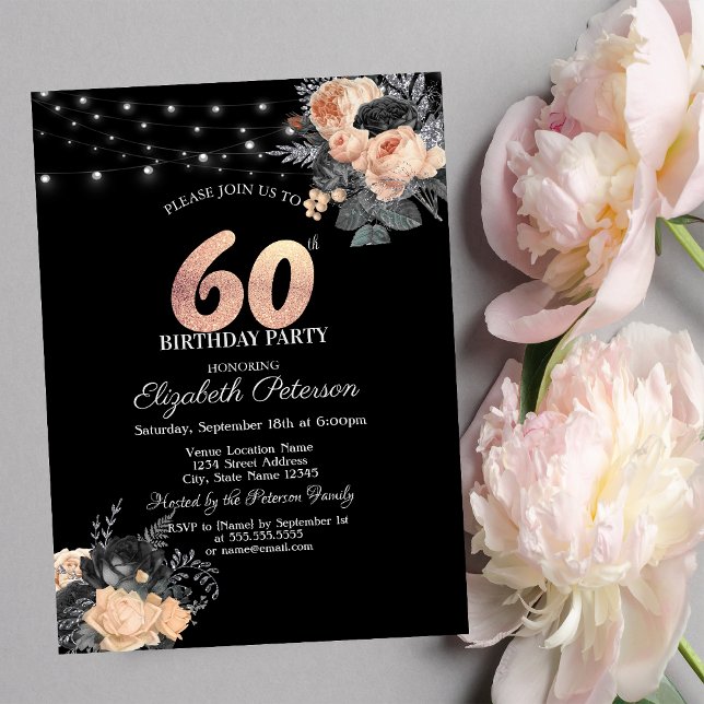 Invitation Guirlande de roses oranges pour 60ème anniversaire (Créateur téléchargé)
