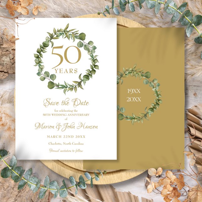 Invitation Guirlande de sauvegarde de date de 50e anniversair (50th Wedding Anniversary Save the Date Garland Invitation)