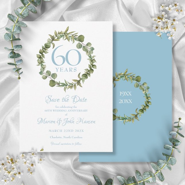 Invitation Guirlande de sauvegarde de date pour les 60 ans de (60th Wedding Anniversary Save The Date Garland Invitation)