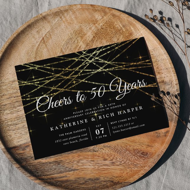 Invitation Guirlande dorée | Fête d'anniversaire de mariage p (Créateur téléchargé)