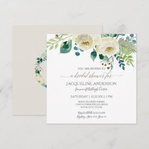 Invitation Guirlande ene ivoire moderne de feuillage de roses