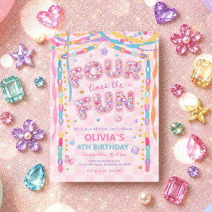 Invitation Guirlande Fantaisiste Quatre Fois Plus Amusant 4èm