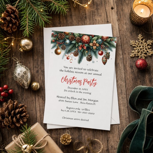 Invitation Guirlande festive de Noël pour fête de vacances   (Créateur téléchargé)