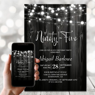 Invitation Guirlande Lumineuse Blanche Bois 95e Anniversaire