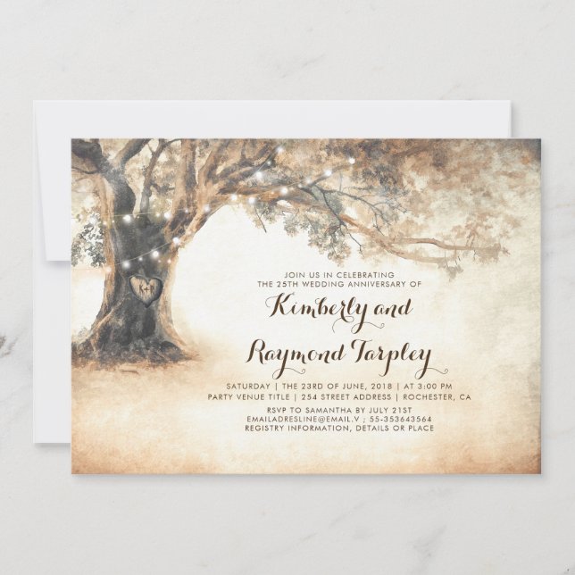 Invitation Guirlande lumineuse de mariage anniversaire arbre  (Devant)