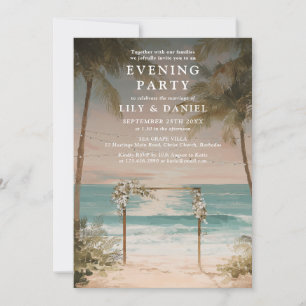 Invitation Guirlande lumineuse de plage océan aquarelle pour