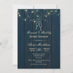 Invitation Guirlande lumineuse de planches de grange bleue Bu