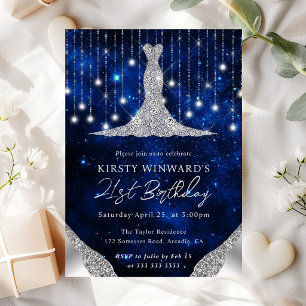 Invitation Guirlande lumineuse diamant et bokeh pour 21e anni