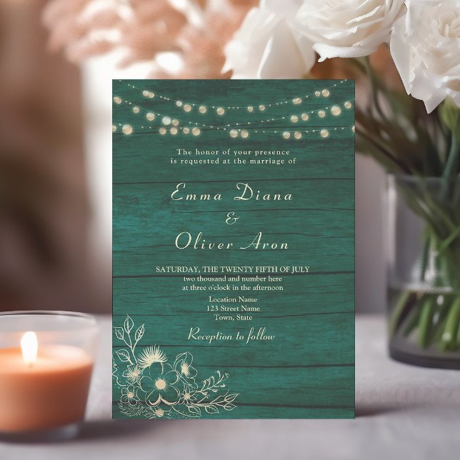 Invitation Guirlande Lumineuse en Bois Vert Émeraude pour Mar (Créateur téléchargé)