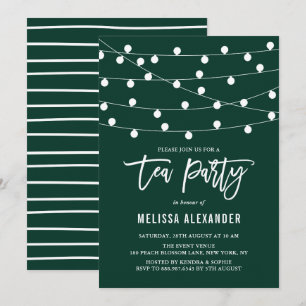 Invitation Guirlande Lumineuse Fantaisiste Thé Party Vert