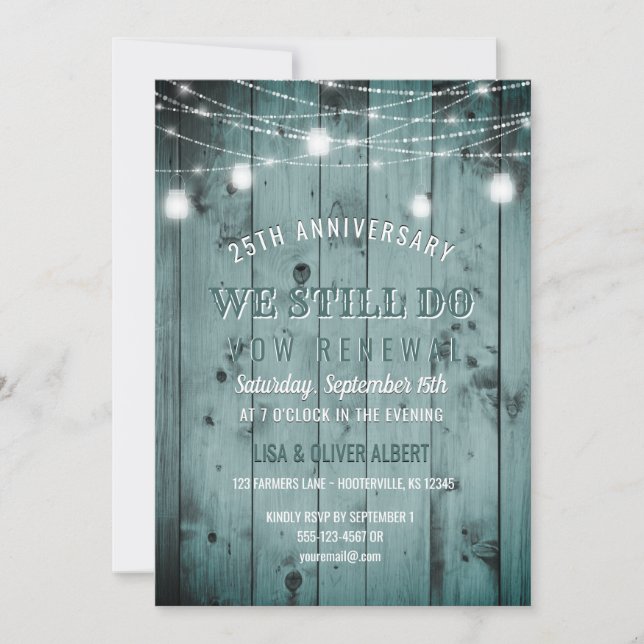 Invitation Guirlande Lumineuse Pot en Mâconnerie Bois Rustiqu (Devant)