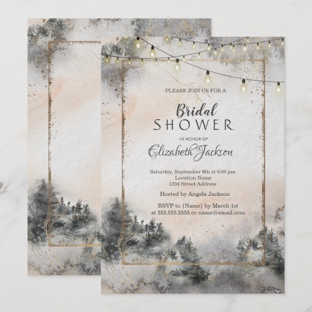 Invitation Guirlande lumineuse pour arbres de forêt (Devant / Derrière)