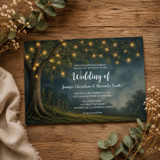 Invitation Guirlande lumineuse rustique d'arbre pour mariage
