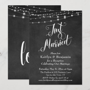 Invitation Guirlande Lumineuse Tableau Noir Réception de Mari