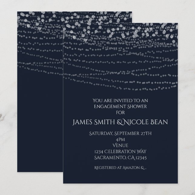 Invitation Guirlande Moderne Élégante Bleue pour Célébration (Devant / Derrière)