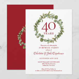 Invitation Guirlande pour la fête surprise des 40 ans de mari