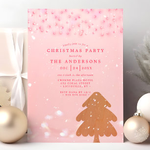 Invitation Guirlande rose et or Lumineuse pour une fête de No