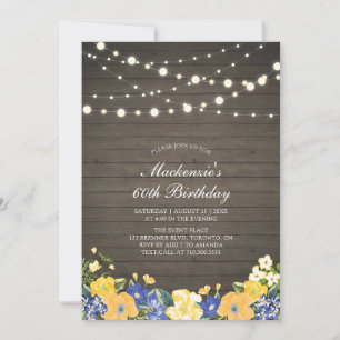 Invitation Guirlandes et Bois Fête d'anniversaire adulte fl